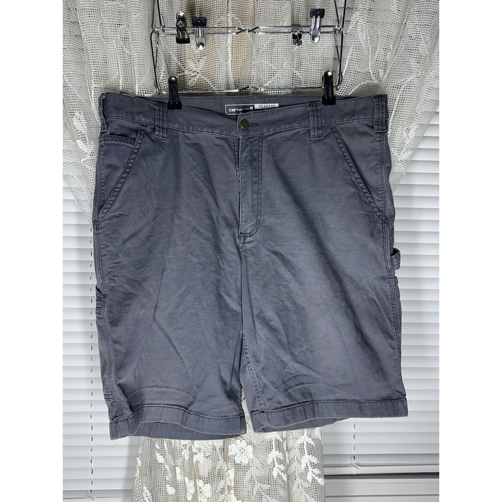 Carhartt Mens Size 36 Rugged Relaxed Fit Canvas Utility Work Short Gray BS3652-M